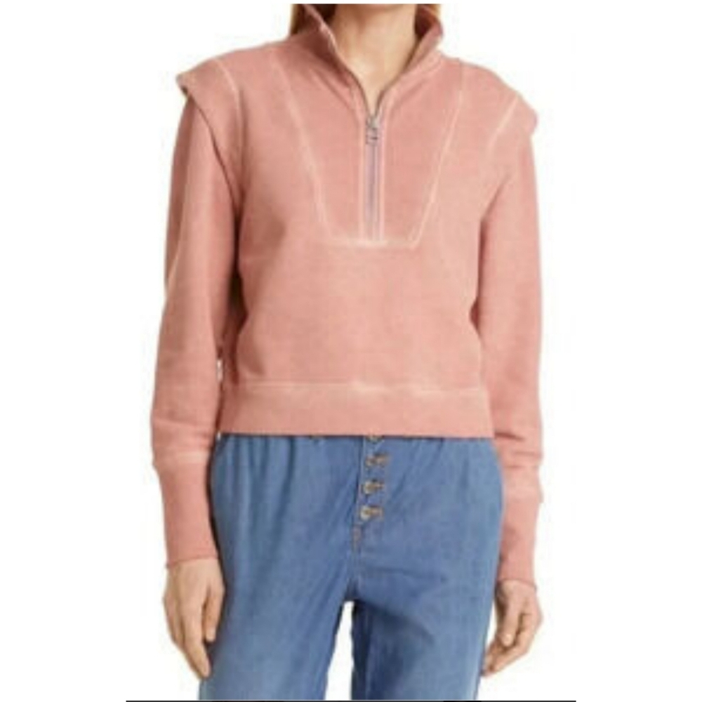 Veronica Beard Dylan Floral Half-Zip Sweatshirt‎ In Rosewood
